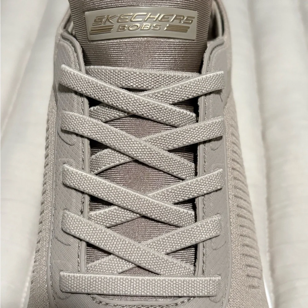 Skechers BOBS Taupe Knit Sneakers - Picture 5 of 9